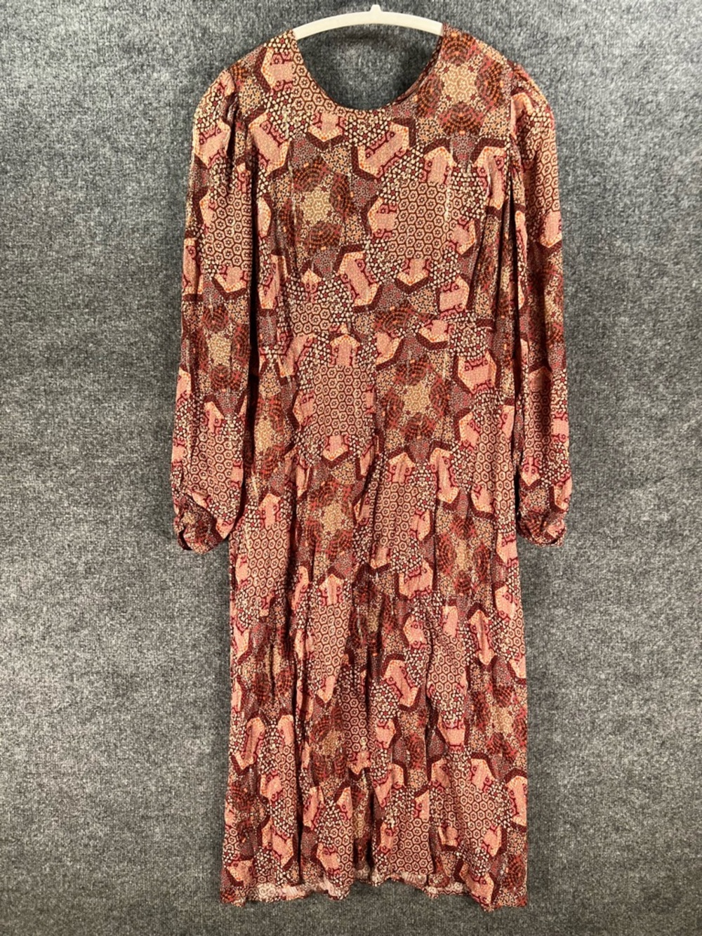 Johnny Was Donovan Patchwork Print Long Sleeve Zip Back Maxi Dress Size M Boho